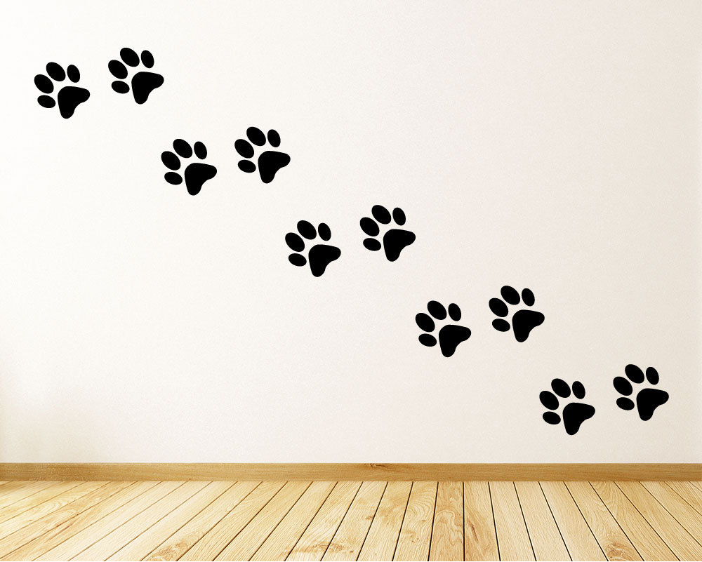 x12 Dog Paw Print Wall Stickers Transfer Graphic Decal Canine Home Art Decor UK 